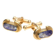 9ct Yellow Gold Blue John Dodgem Cufflinks CL123