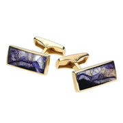 9ct Yellow Gold Blue John Slim Oblong Cufflinks CL418