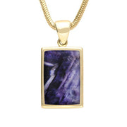 9ct Yellow Gold Blue John Oblong Necklace. P083.