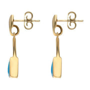 9ct Yellow Gold Turquoise Curved Triangle Drop Earrings. E032.