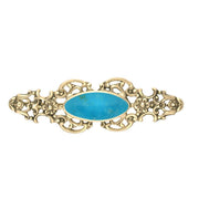 9ct Yellow Gold Turquoise Oval Fancy Brooch