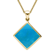 9ct Yellow Gold Turquoise Rhombus Necklace. P084.