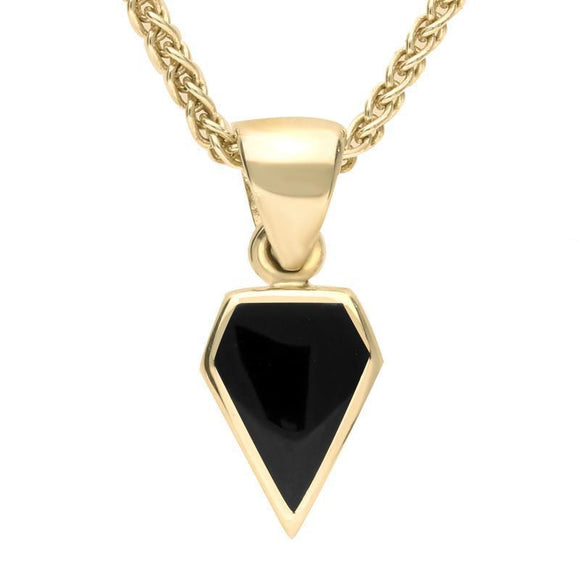 9ct Yellow Gold Whitby Jet Dinky Kite Necklace P455