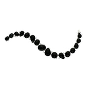 Whitby Jet Bracelet Organic Design Set With Diamonds 18ct White Gold. B887.