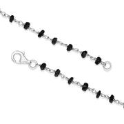 Sterling Silver Whitby Jet Bead Chain Bracelet. B945.