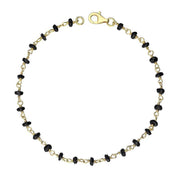 00117865 W Hamond Yellow Gold Plate Whitby Jet 4mm Bead Chain Link Bracelet, B945.