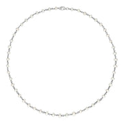 00117733 Sterling Silver White Pearl Bead Chain Link Necklace, N952_18W.