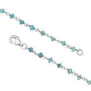 00117730 Sterling Silver Turquoise 3mm Bead Chain Link Necklace, N950_24.