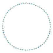 00109599 Sterling Silver Turquoise 4mm Bead Chain Link Necklace, N952_18.