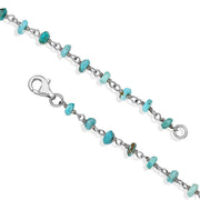 00109599  Sterling Silver Turquoise 4mm Bead Chain Link Necklace, N952_18.