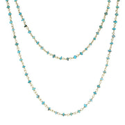 00117874 Yellow Gold Plate Turquoise 3mm Bead Chain Link Necklace, N950_30.