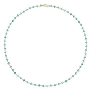 00117869 Yellow Gold Plate Turquoise 4mm Bead Chain Link Necklace, N952_18.