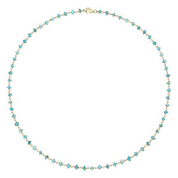 00117869 Yellow Gold Plate Turquoise 4mm Bead Chain Link Necklace, N952_18.