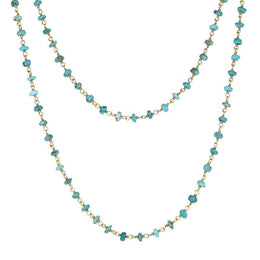 Yellow Gold Plate Turquoise 4mm Bead Chain Link Necklace, N952_30.