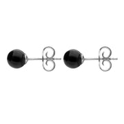 White Gold Whitby Jet 5mm Ball Stud Earrings, E1343.