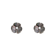 Sterling Silver Dark Mother of Pearl Tuberose 8mm Clover Stud Earrings