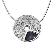 Sterling Silver Blue John Peak District Millstone Large Pendant. P1615C.