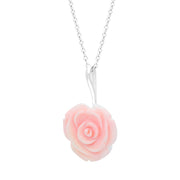 Sterling Silver Pink Conch Tuberose 20mm Rose Necklace