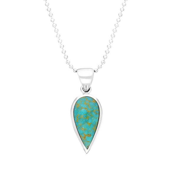 Sterling Silver Turquoise Small Upside Down Pear Necklace