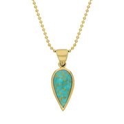 9ct Yellow Gold Turquoise Small Upside Down Pear Necklace