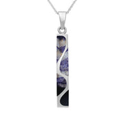 00043165 Sterling Silver Blue John Four Stone Curved Oblong Necklace, P785. 