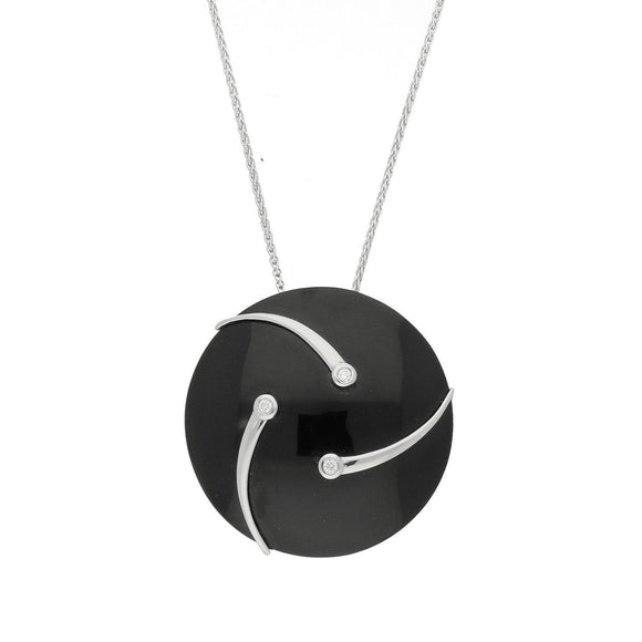 Platinum Diamond and Whitby Jet Shooting Stars Necklace P1695C