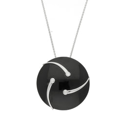 Platinum Diamond and Whitby Jet Shooting Stars Necklace P1695C