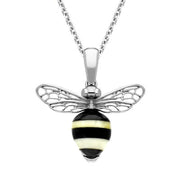 00185334 Sterling Silver Whitby Jet Amber Winged Bee Necklace, P3341.