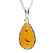 Silver Amber Pear Necklace P2919.