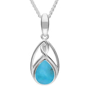 Silver Turquoise Celtic Pear Shaped Necklace P1583