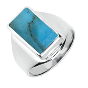 Sterling Silver Turquoise Small Oblong Ring. R221.