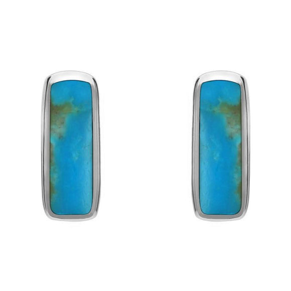 Sterling Silver Turquoise Oblong Petite Stud Earrings, E284.