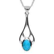 Silver Turquoise Oval Spoon Necklace P161