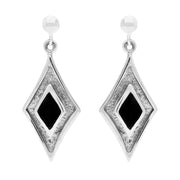 Silver Whitby Jet Diamond Shaped Drop Earrings E200