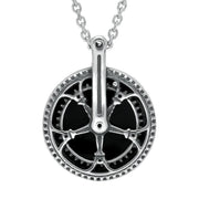 Silver Whitby Jet Tour De Yorkshire Large Chain Wheel Necklace P2516