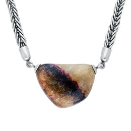 Sterling Silver Blue John Foxtail Large Unique Necklace. N665. 