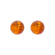 Sterling Silver Amber 10mm Ball Stud Earrings, E1346.