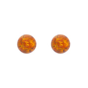 Sterling Silver Amber 8mm Ball Stud Earrings, E1345.