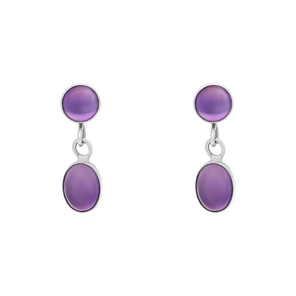 Sterling Silver Amethyst Oval Drop Earrings D E1160 