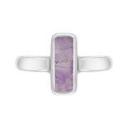 Sterling Silver Blue John Slim Oblong Ring. R405.