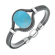 Sterling Silver Turquoise Oval Foxtail Bracelet. B758.