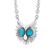 Sterling Silver Turquoise Owls Face Necklace. N945.