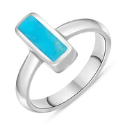 Sterling Silver Turquoise Slim Oblong Ring. R405.