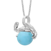 Sterling Silver Turquoise Zodiac Cancer 10mm Bead Pendant, P3625.