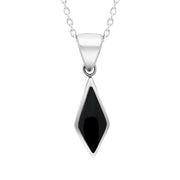 Sterling Silver Whitby Jet Dinky Diamond Necklace