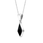 Sterling Silver Whitby Jet Dinky Diamond Necklace. P454.