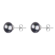 Sterling Silver 6mm Black Freshwater Pearl Stud Earrings. E619.