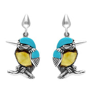 Sterling Silver Amber Turquoise Medium Kingfisher Two Piece Set