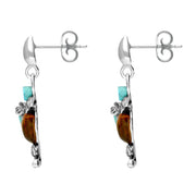 Sterling Silver Amber Turquoise Medium Kingfisher Two Piece Set