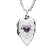 Sterling Silver Blue John Beaded Edge Heart Locket Necklace. P2104.